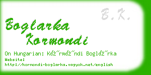 boglarka kormondi business card